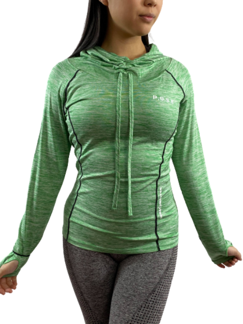 P.O.S.E Comfort Long Sleeve Gym Sports Top with Hoodie