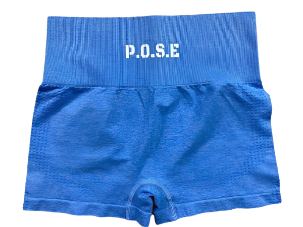 P.O.S.E Endurance Seamless Blue Sports Gym Shorts